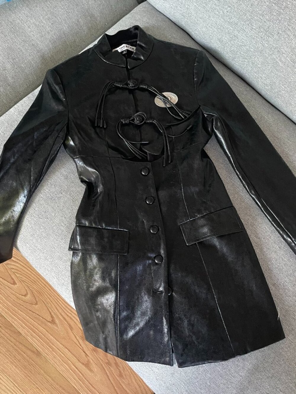 🖤 Mukzin Black Vegan Leather Mini Dress – Matrix-Inspired Style - Size XS
